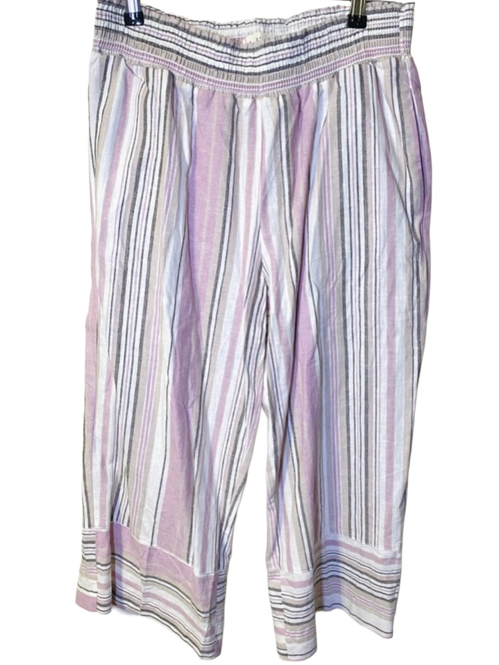 Land 'n Sea Pink Striped Linen Blend Palazzo‎ Pants Sz L